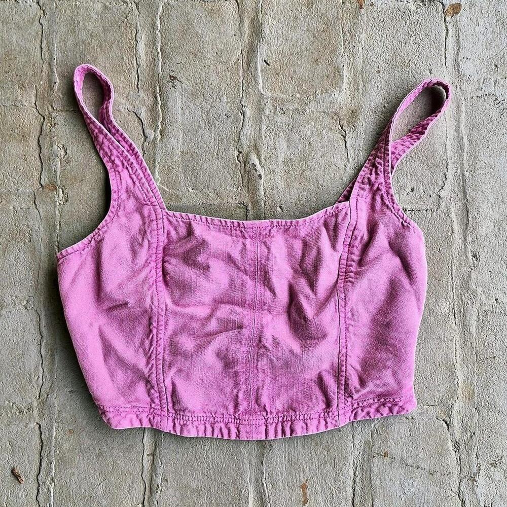 Anthropologie pilcro pink linen crop top